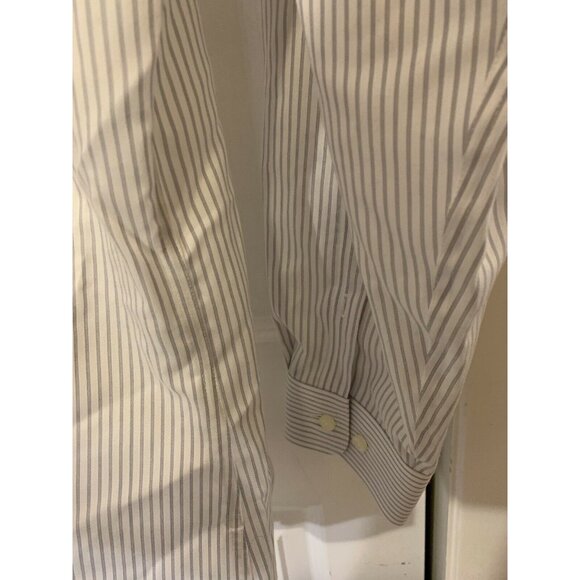 Jhane Barnes Men’s Sz 17 Long Sleeve Button‎ Down Slim Fit Non Iron White Gray - Picture 4 of 9